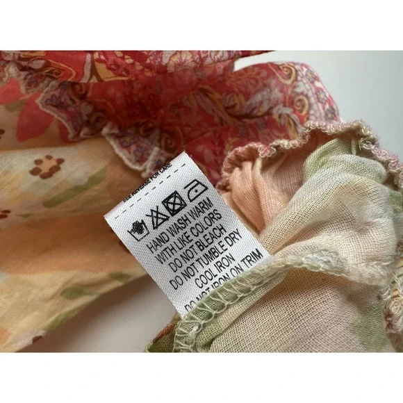 Aratta Silent Journey Daisy Floral Ruffled Cotton Blouse Off The Shoulder Large - Picture 13 of 14